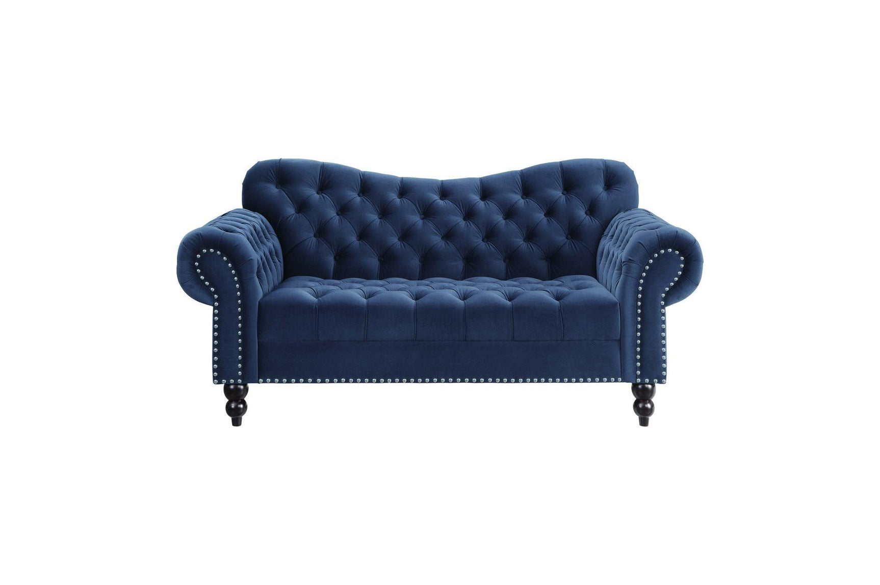 detail view of sofa frame and tufted velvet
