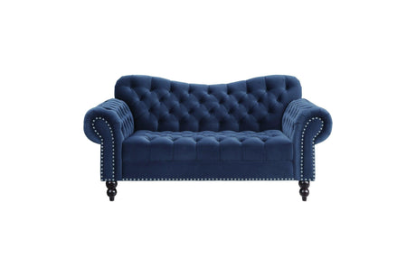 detail view of sofa frame and tufted velvet