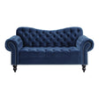 Rosalie Navy Blue Velvet Tufted Loveseat front view