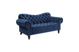 main view of loveseat from Rosalie Navy Velvet Tufted Set