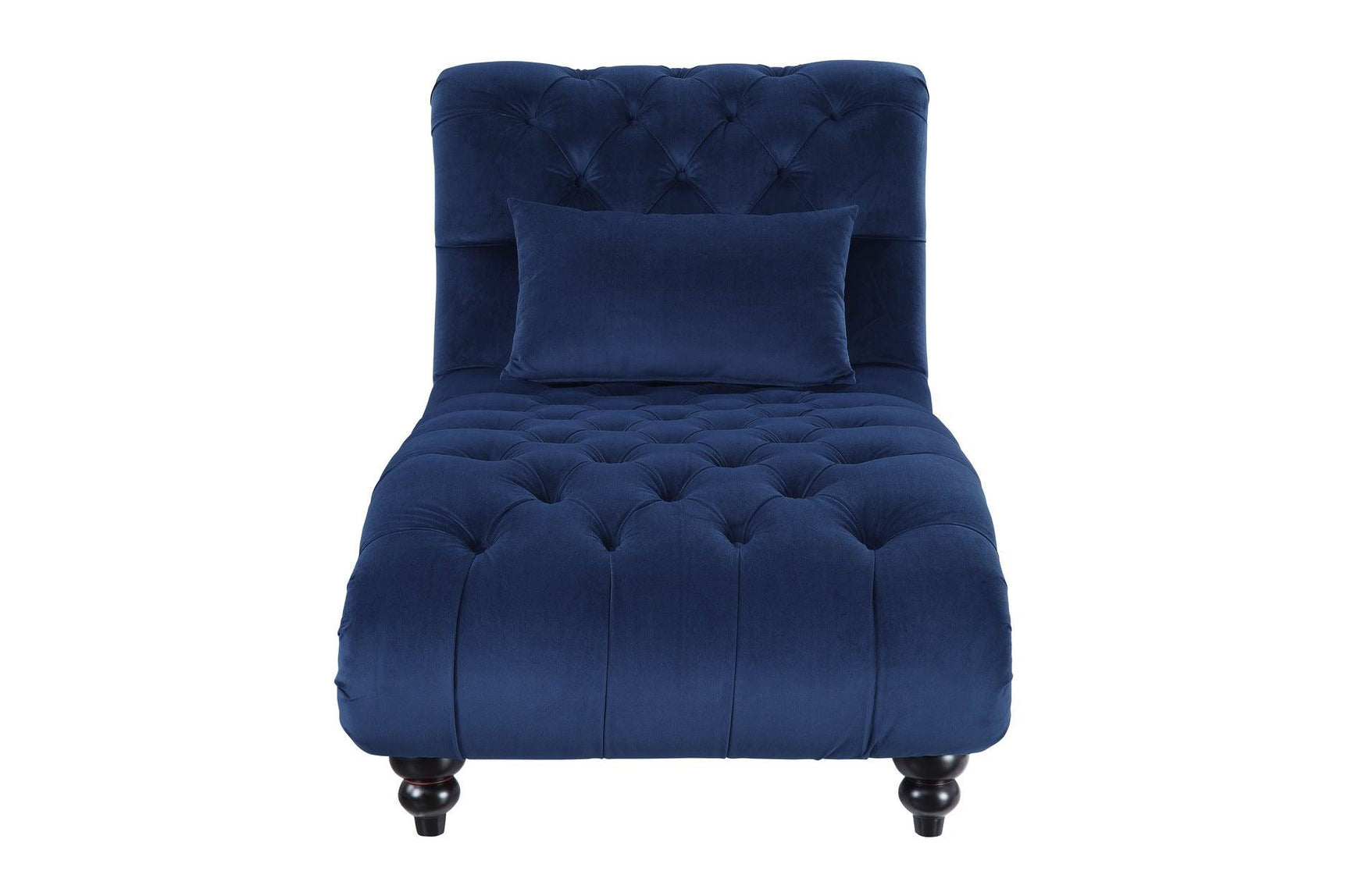 front view of Rosalie Navy Velvet Tufted loveseat