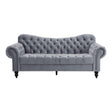 Rosalie dark gray velvet tufted sofa front view