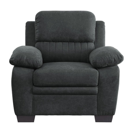 Holleman Dark Gray Textured Fabric Upholstery Chair front view