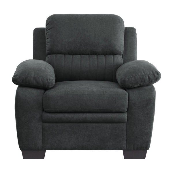 Holleman Dark Gray Textured Fabric Upholstery Chair front view
