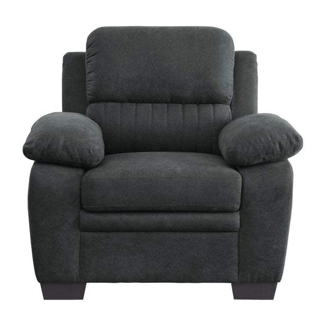 Holleman Dark Gray Textured Fabric Upholstery Chair front view