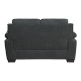 Holleman dark gray textured fabric loveseat back view