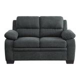 Holleman dark gray textured fabric loveseat front view