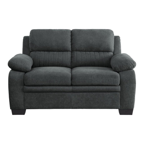 Holleman dark gray textured fabric loveseat front view
