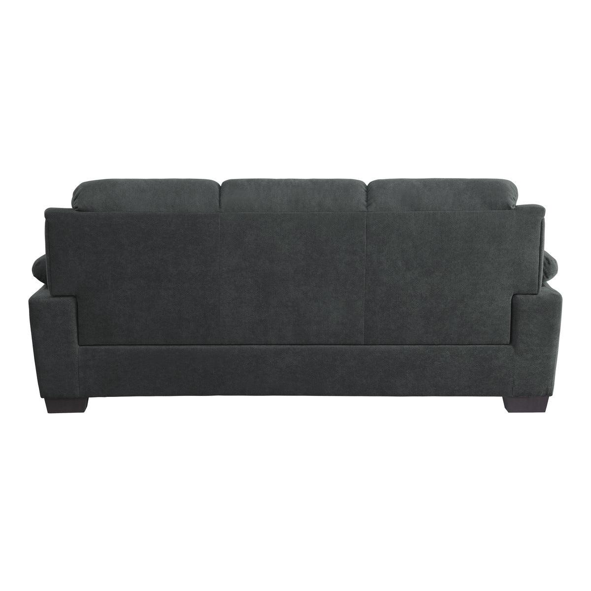 Close-up of Holleman Dark Gray Upholstered Fabric Sofa fabric and frame