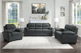 Side view of Holleman Dark Gray Fabric Sofa and Loveseat Set