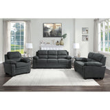 Side perspective of Holleman Dark Gray Upholstered Fabric Sofa cushions