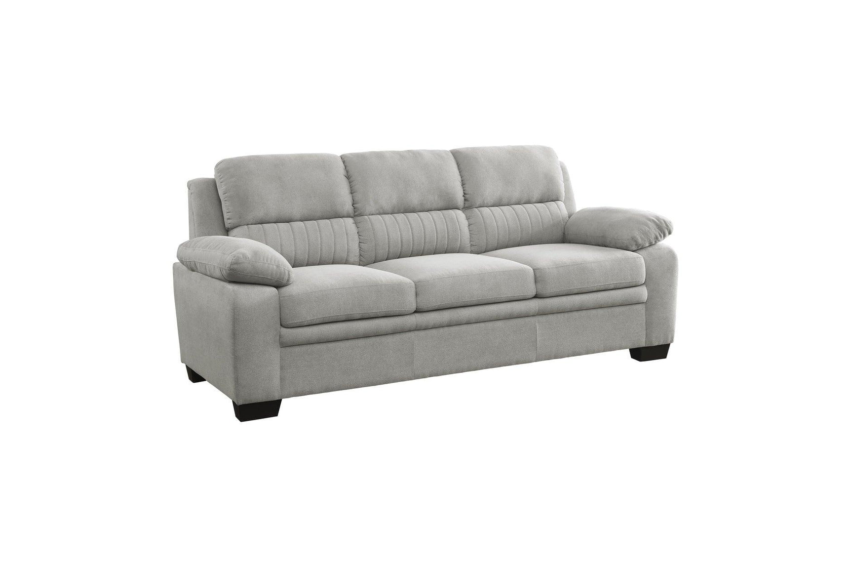Front view of Holleman Gray sofa and loveseat