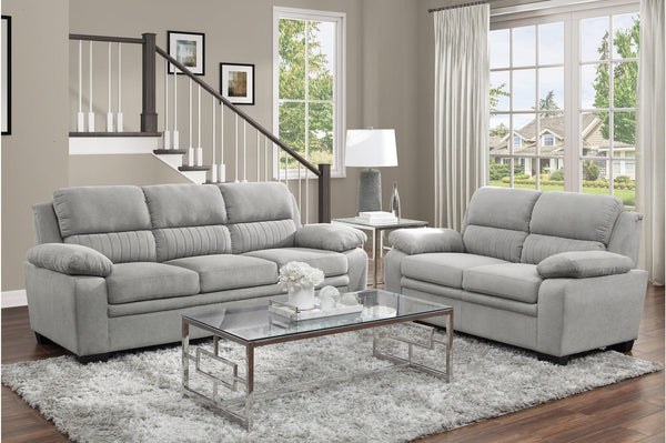 Main view of Holleman Gray Fabric Sofa and Loveseat set