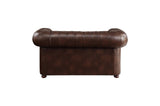 Back view of Tiverton brown faux leather sofa and loveseat
