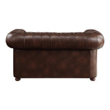 Tiverton Brown Faux Leather Tufted Loveseat back view