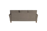 Side view of Dunleith brown velvet loveseat