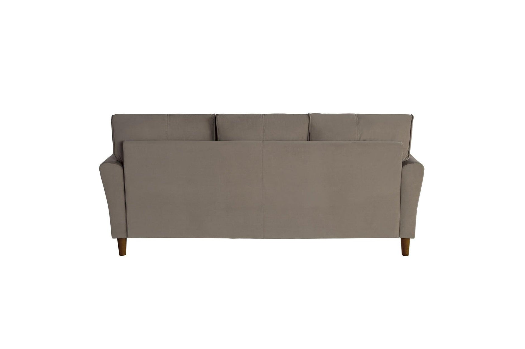 Side view of Dunleith brown velvet loveseat