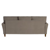 Close-up of Dunleith brown velvet tufted sofa upholstery