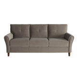 Dunleith brown velvet tufted sofa front view