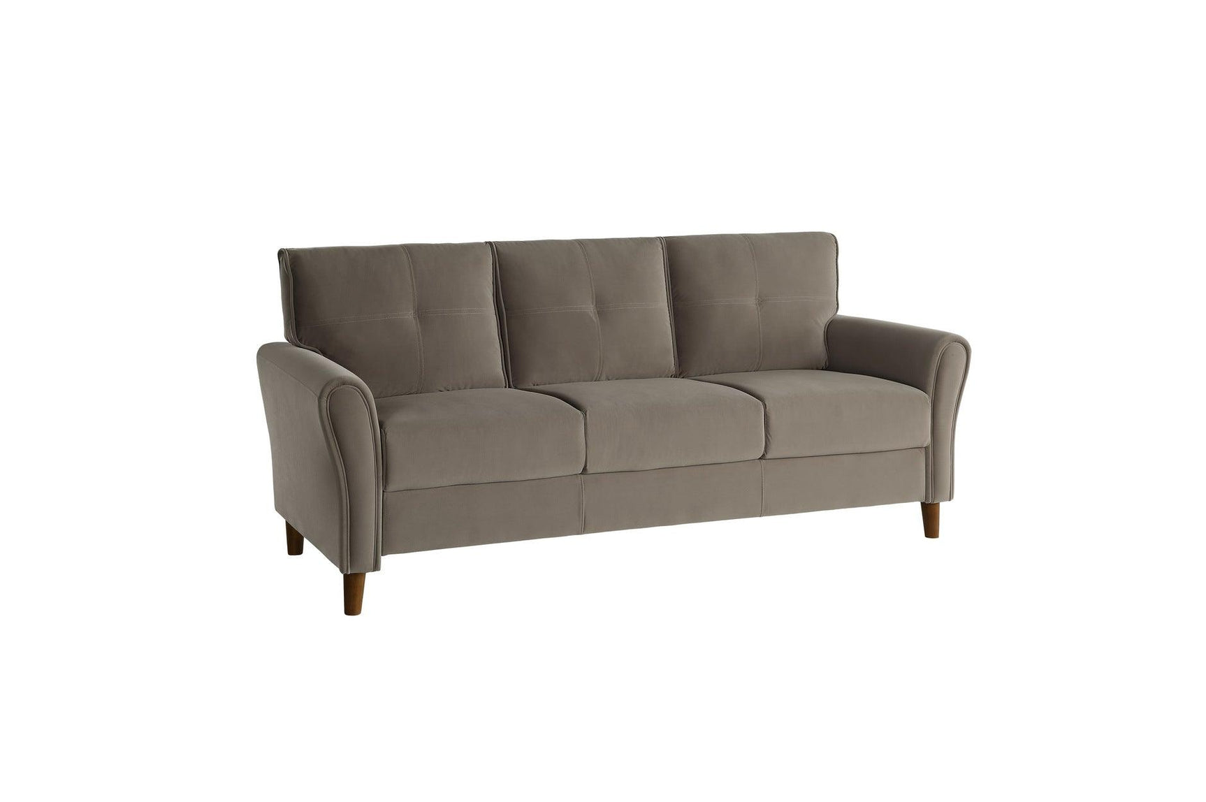 Back view of Dunleith brown velvet loveseat