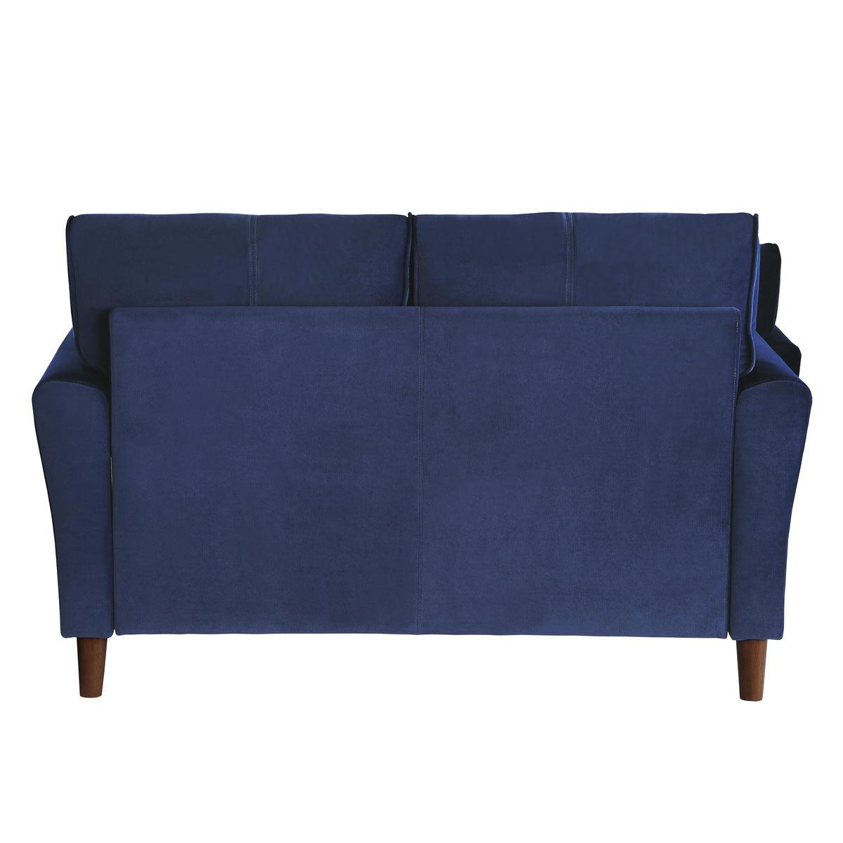Dunleith Blue Velvet Tufted Loveseat back view