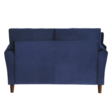 Dunleith Blue Velvet Tufted Loveseat back view