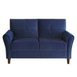 Dunleith Blue Velvet Tufted Loveseat front view