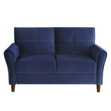 Dunleith Blue Velvet Tufted Loveseat front view