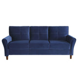 Dunleith Blue Velvet Tufted Sofa front view
