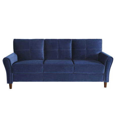 Dunleith Blue Velvet Tufted Sofa front view
