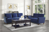 Dunleith blue velvet tufted sofa and loveseat set main view