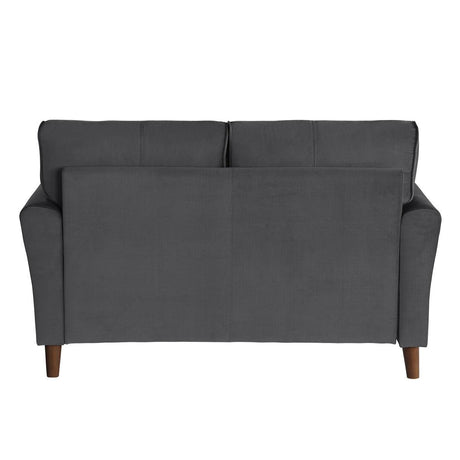 Dunleith Gray Velvet Tufted Loveseat back view
