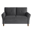 Dunleith Gray Velvet Tufted Loveseat front view