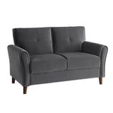 Dunleith Gray Velvet Tufted Loveseat side view