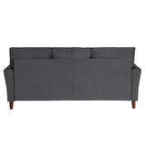 Close-up detail of Dunleith Gray Velvet tufted upholstery