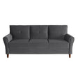 Front view of Dunleith Gray Velvet Tufted Sofa