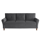 Front view of Dunleith Gray Velvet Tufted Sofa