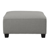 Jayne Gray gray textured fabric ottoman front view