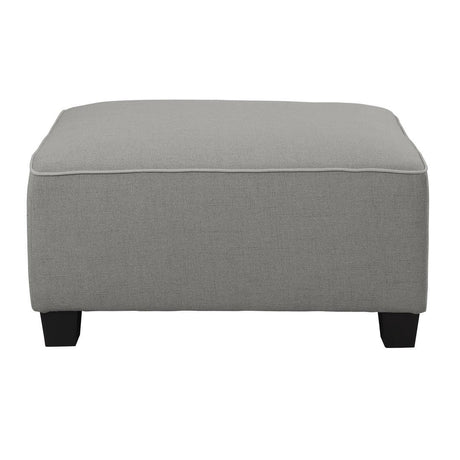 Jayne Gray gray textured fabric ottoman front view