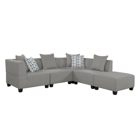 Jayne Gray 5-Piece Modular Fabric Sectional sofa, main front view