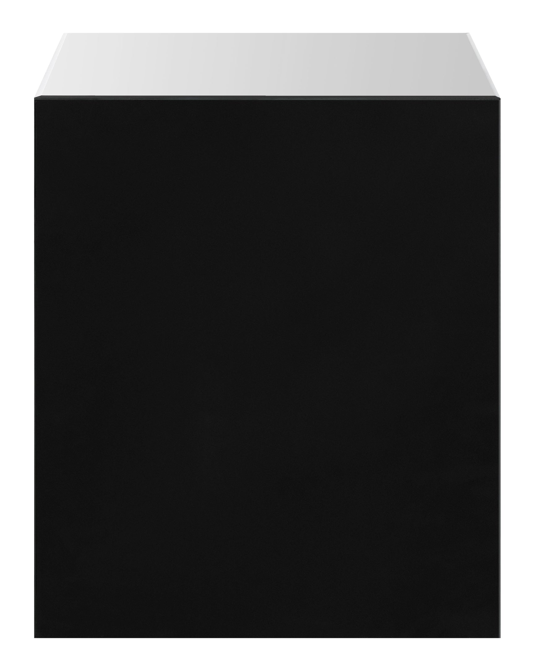 Side view of Coquette 1-drawer mirrored accent table with bottom shelf