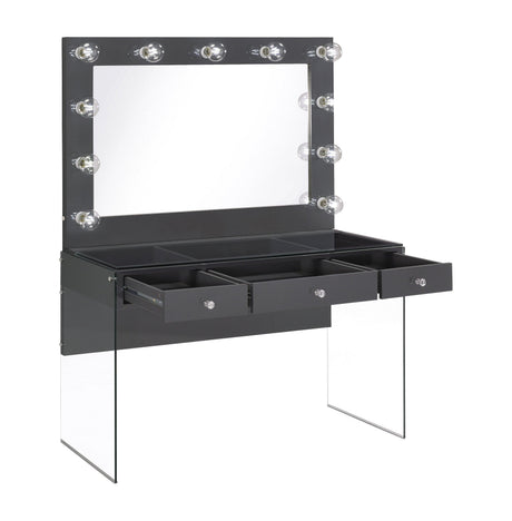 Illuminated mirror with eleven globe-shaped bulbs