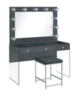 Vanity desk showing soft-close drawer feature