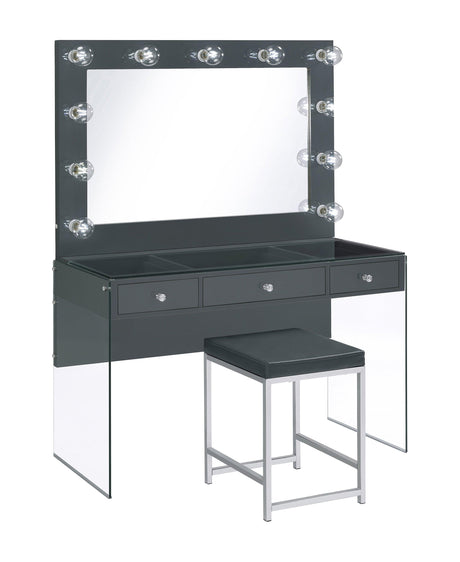 Vanity desk showing soft-close drawer feature
