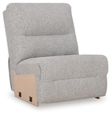 Accent pillows on pewter fabric sectional
