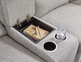 Acklen Place Pewter 7-Piece Power Sectional Reclining Sofa with Storage Console angle view