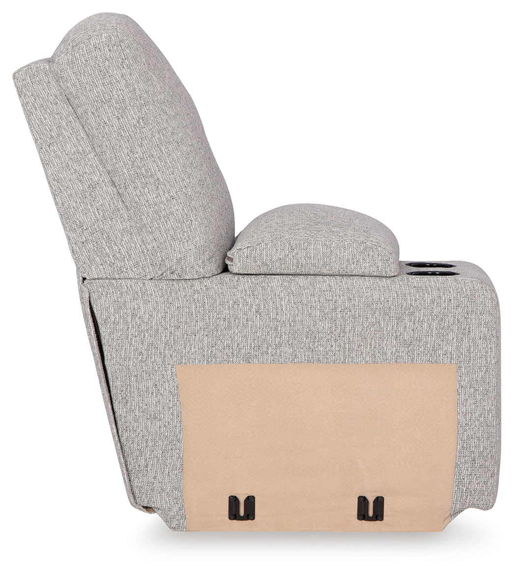 Acklen Place Pewter 7-Piece Power Sectional Reclining Sofa with Storage Console angle view