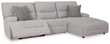 Right-arm facing power reclining chaise module with USB port
