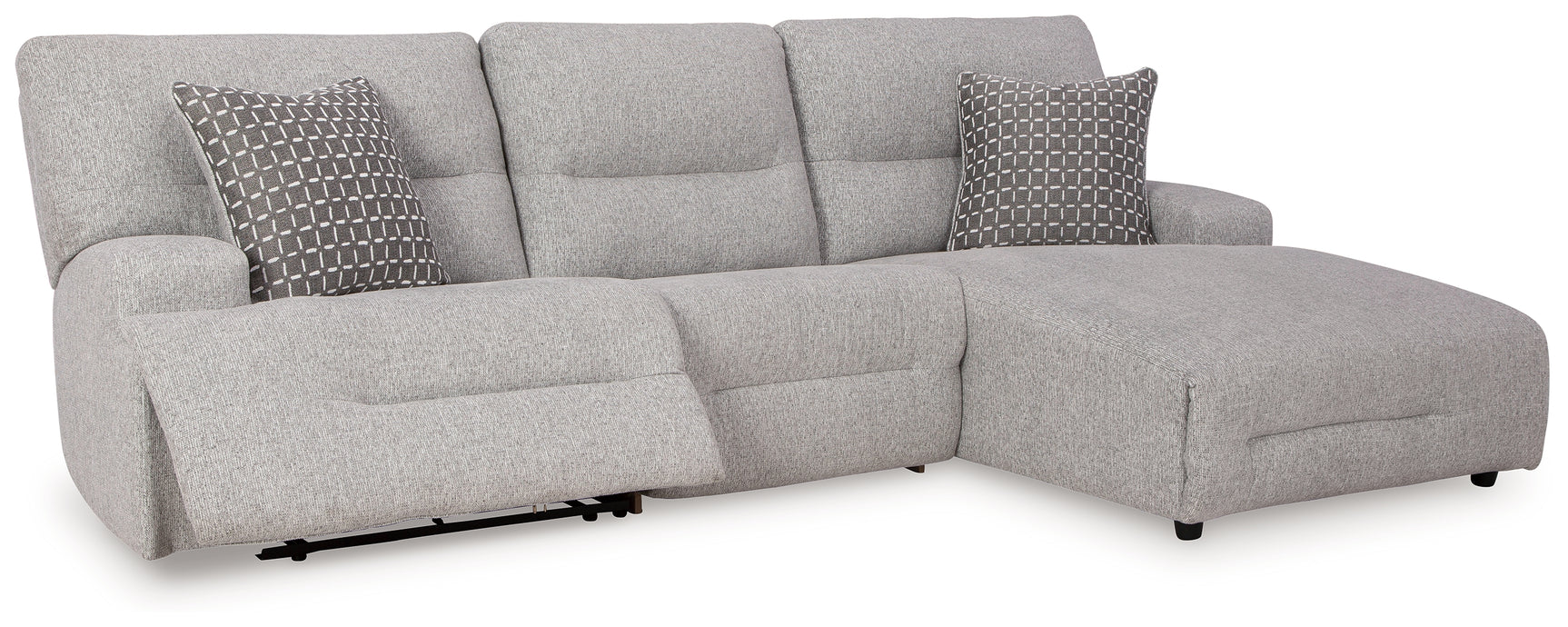 Right-arm facing power reclining chaise module with USB port