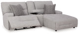 Head-on view of Acklen Place sectional sofa in pewter